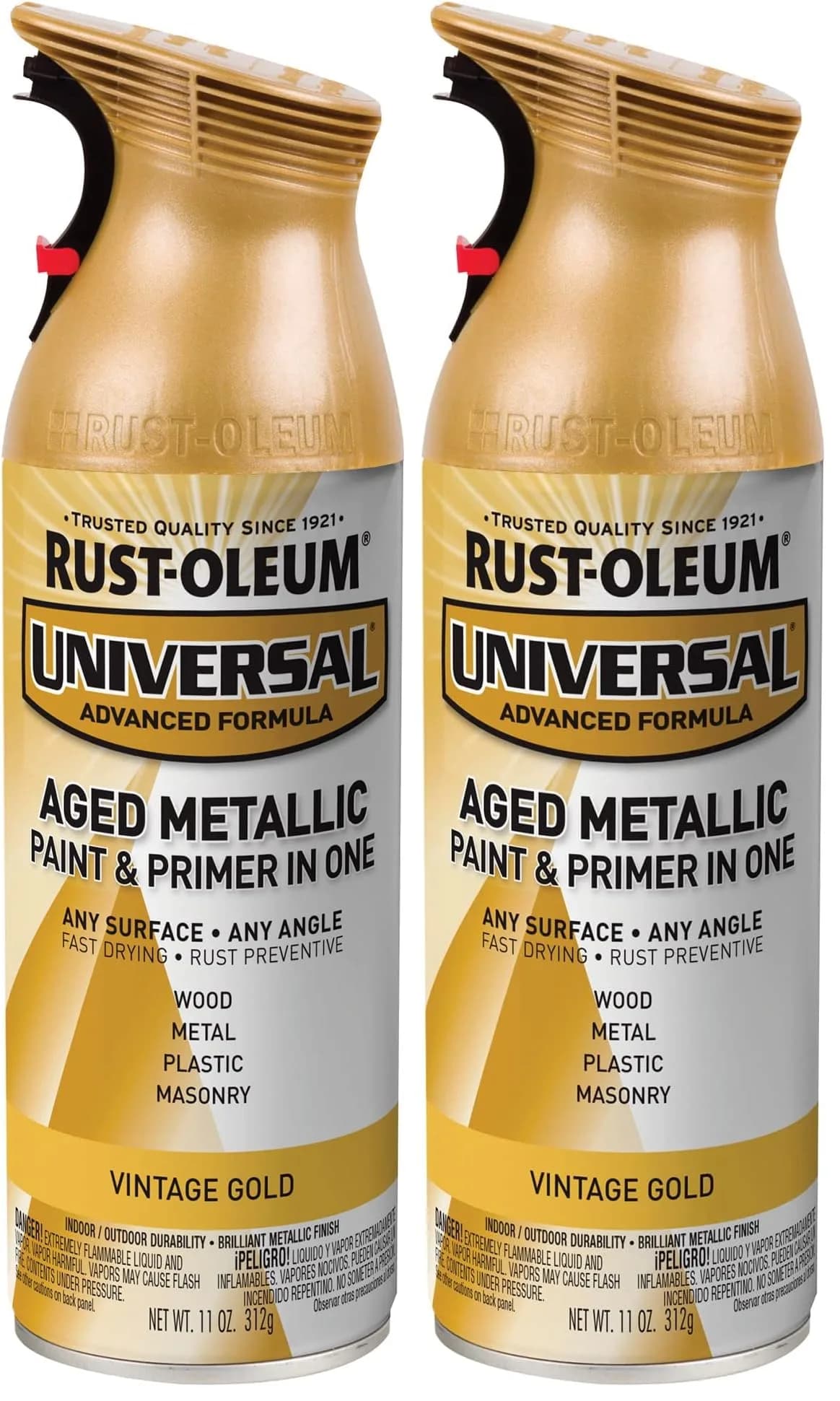 Rust-Oleum Vintage Gold Metallic All Surface Clear Topcoat Spray Paint, 11 oz (Pack of 2) - main product image