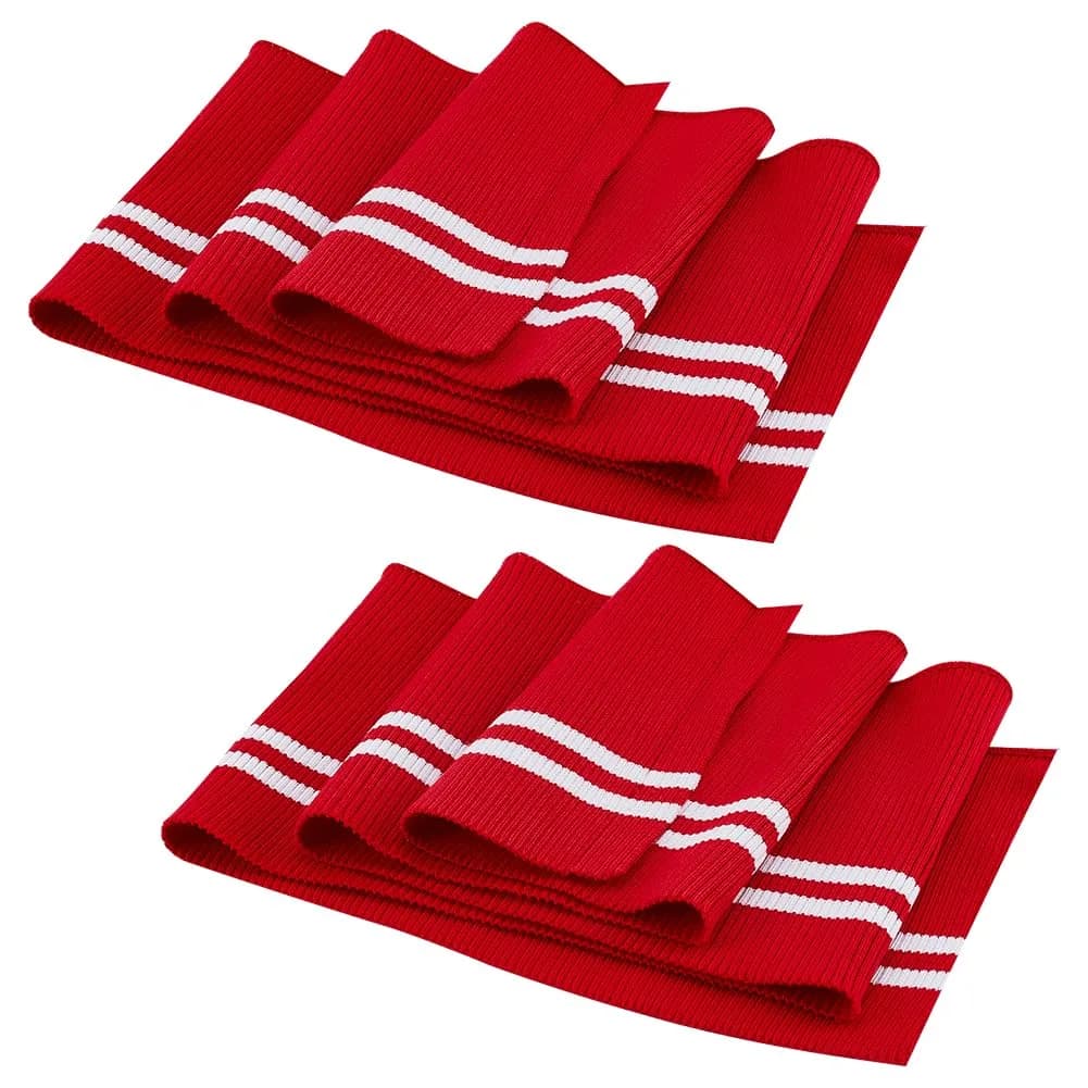 BENECREAT Striped Elastic Fiber Ribbing Fabric 95cm x 14.5cm (37.4" x 5.7") | Two-Way Stretch for Cuffs & Waistbands — Red