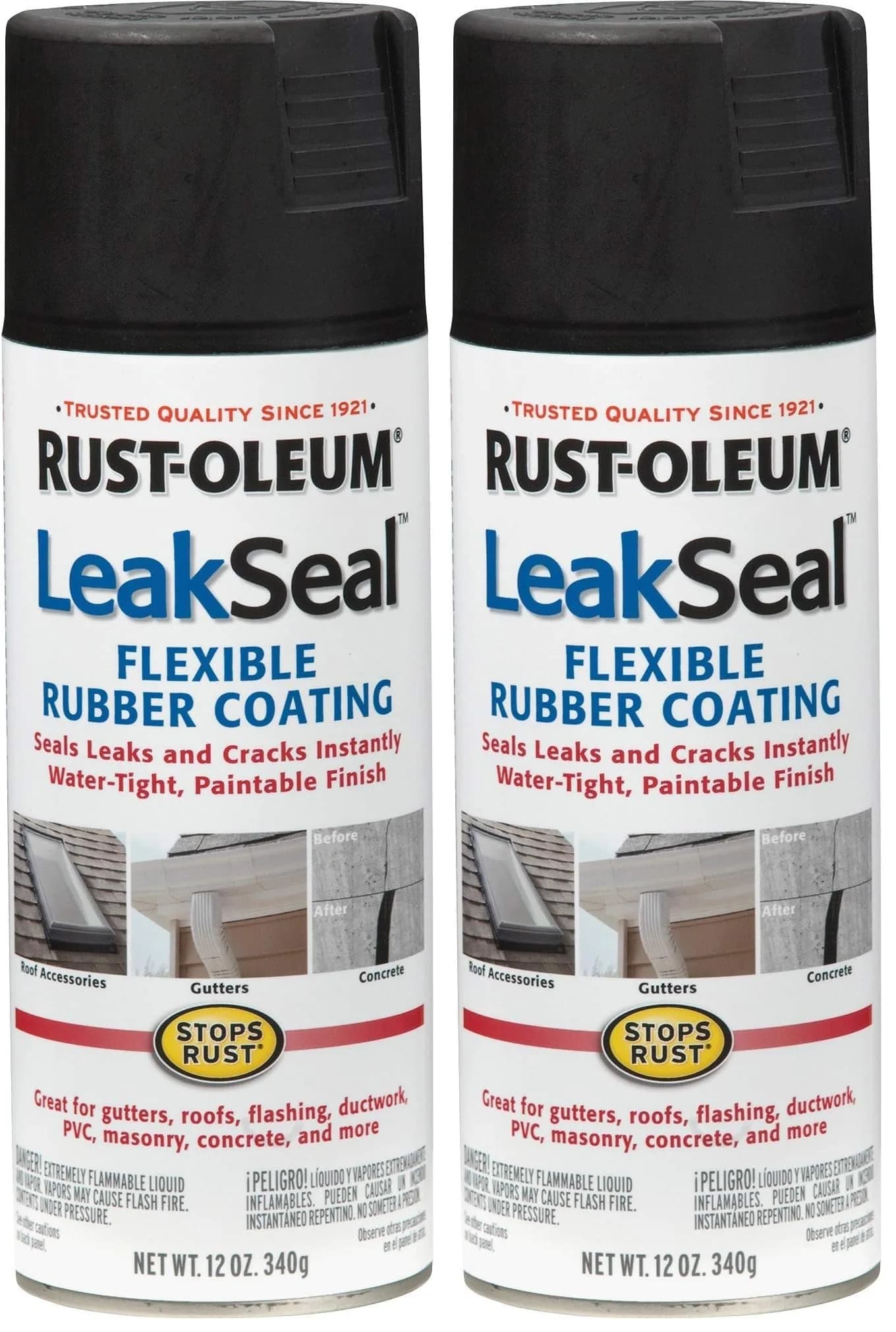 Rust-Oleum LeakSeal Black Rubber Coating Spray 24 fl oz (710 ml) | Seals Leaks & Cracks - main product image