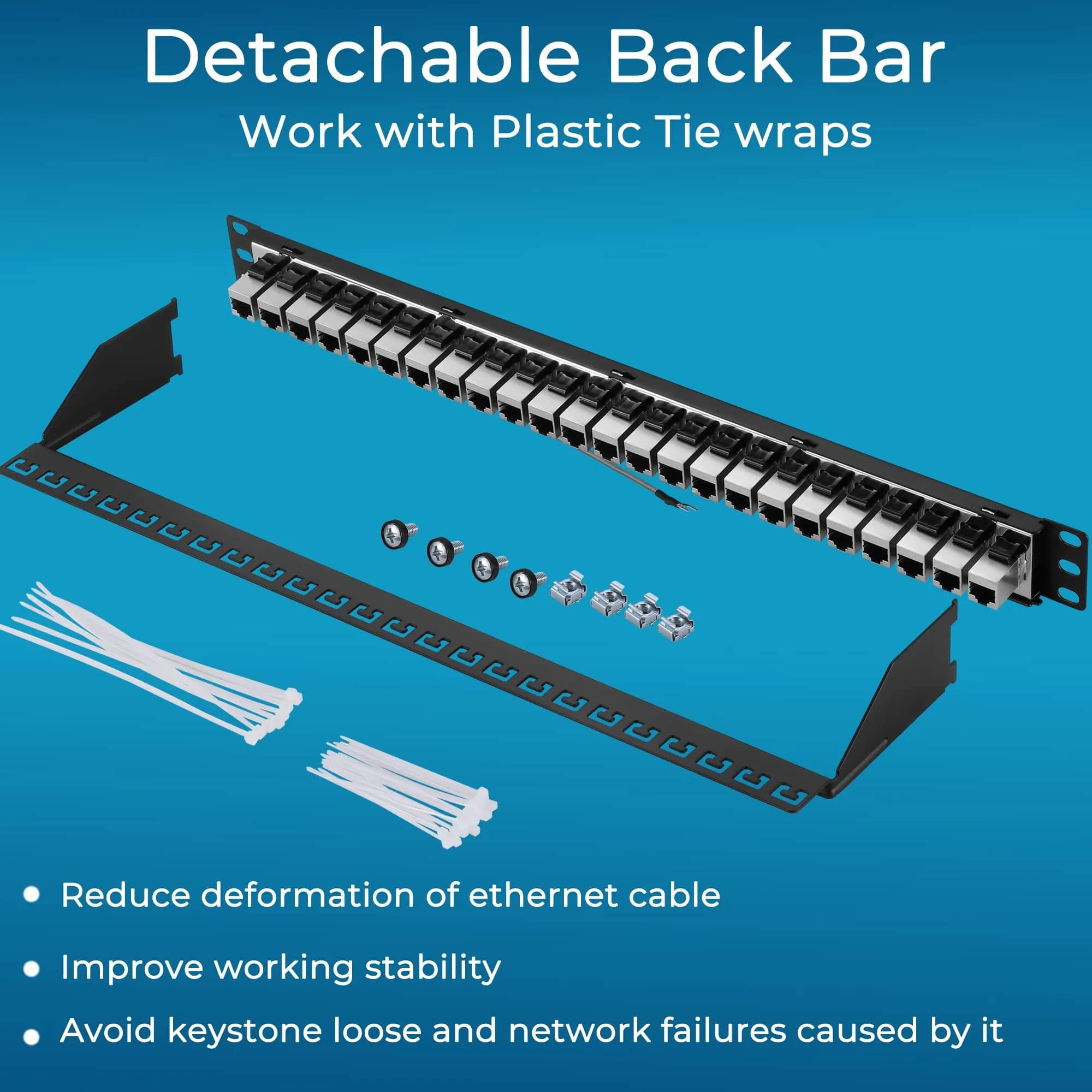Rapink Cat7 Ethernet Patch Panel with Inline Keystone | 10G Support - view 6