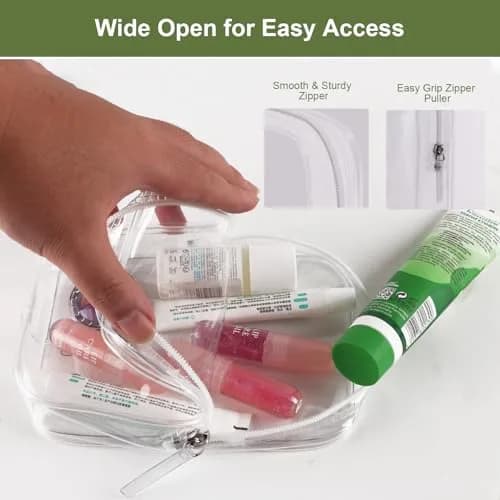 CALYGO TSA Approved Clear Toiletry Bag 2-Pack, 1 Quart (1L) | Travel Essentials for Liquids & Makeup thumbnail 3