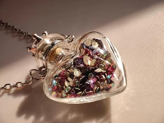 DS. DISTINCTIVE STYLE Heart Shaped Perfume Bottle Necklace | Cremation & Memorial Jewelry for Women thumbnail 5