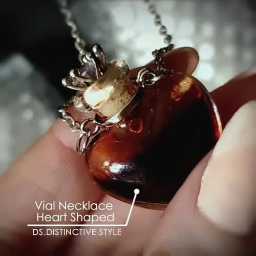 DS. DISTINCTIVE STYLE Heart Shaped Perfume Bottle Necklace | Cremation & Memorial Jewelry for Women thumbnail 9