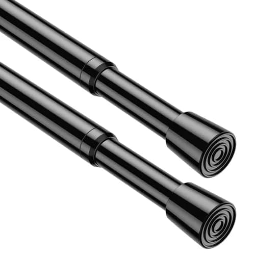 ZipGlo Black Spring Tension Curtain Rods 53.3 cm (21") - 2 Pcs | No-Drill Installation for Windows & Doors thumbnail 1