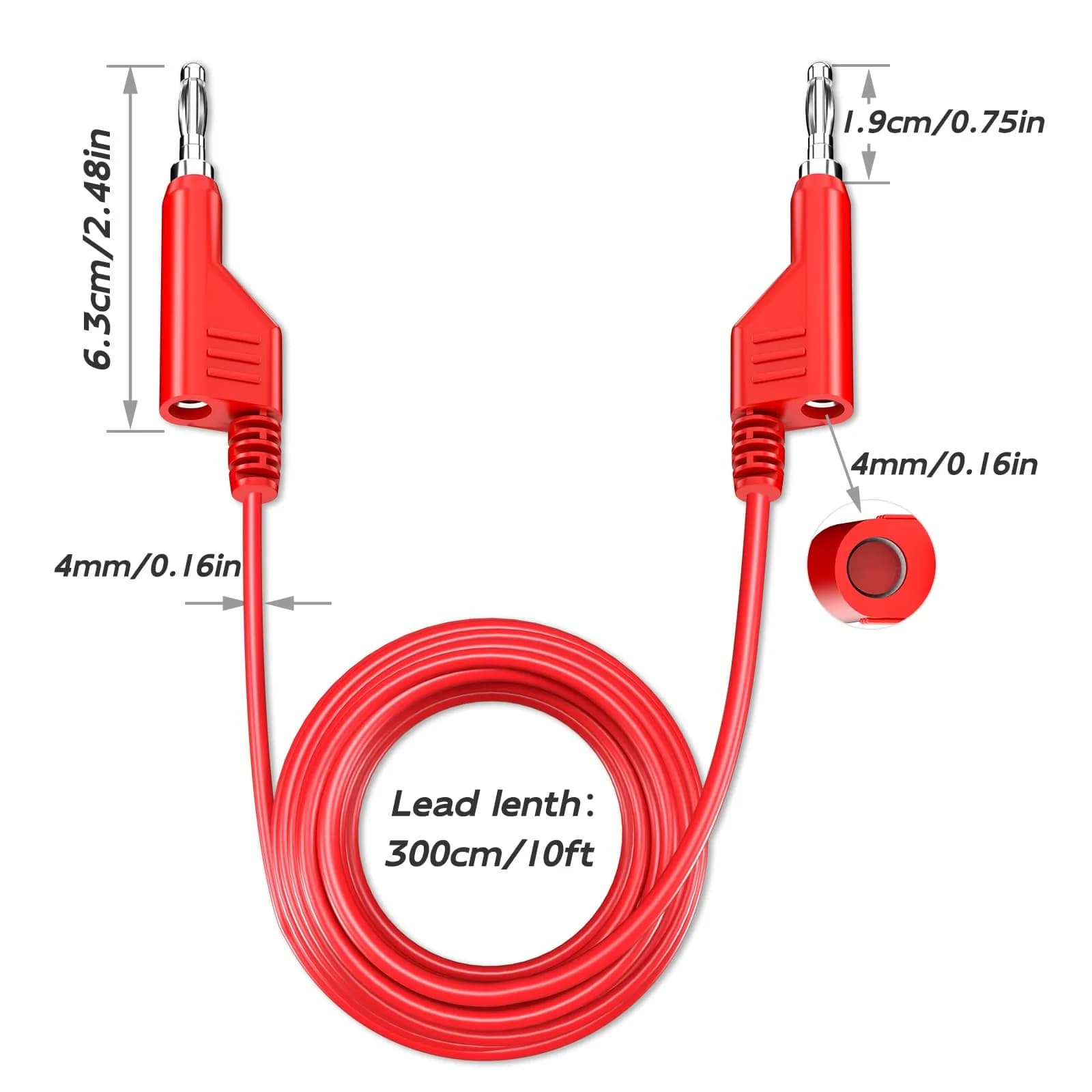 Goupchn Stackable Banana Plug Test Leads 2m (6.56ft) | 1000V 15A 5-Color Set - view 2