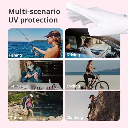 AIRSEE UPF50+ UV Protection Gloves for Nail Lamp | Fingerless, White, Nylon/Lycra thumbnail 6