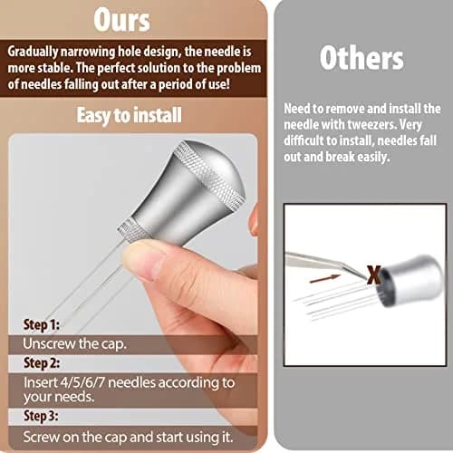 MEION WDT Espresso Distribution Tool 7 Needles Silver | Even Coffee Grind Distribution for Baristas thumbnail 7