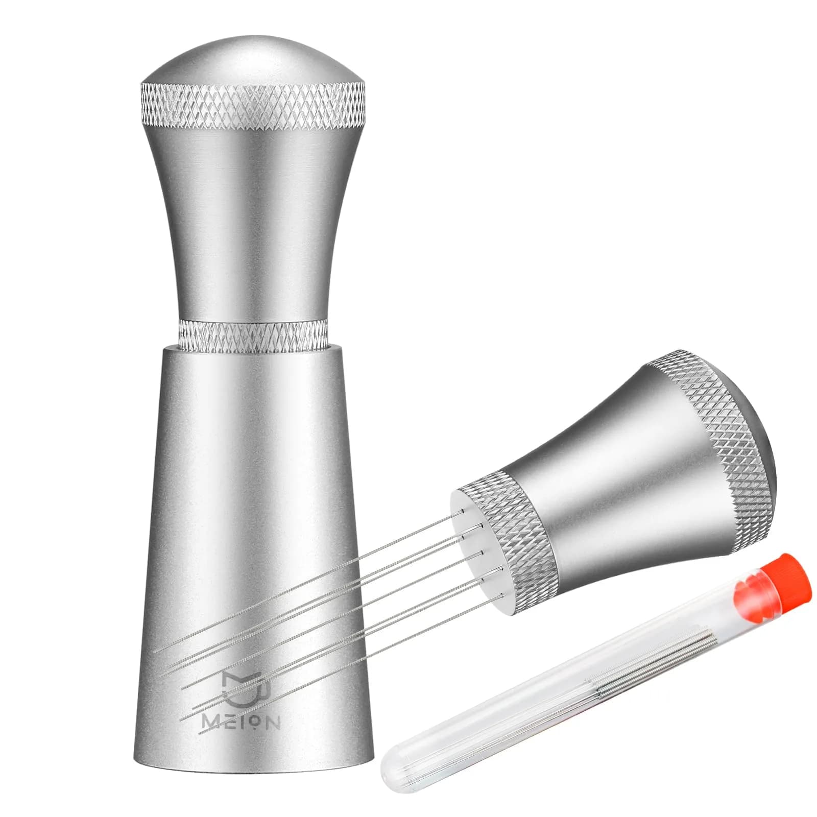 MEION WDT Espresso Distribution Tool 7 Needles Silver | Even Coffee Grind Distribution for Baristas