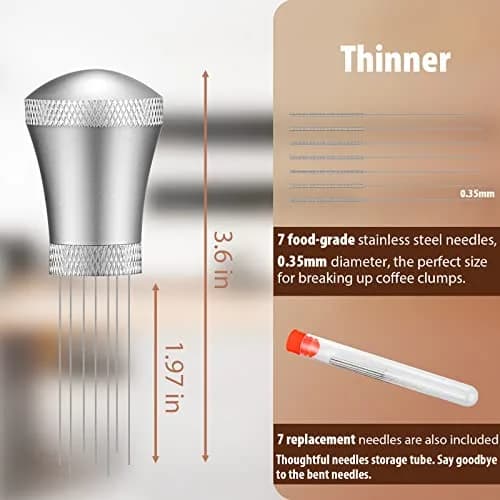 MEION WDT Espresso Distribution Tool 7 Needles Silver | Even Coffee Grind Distribution for Baristas thumbnail 3