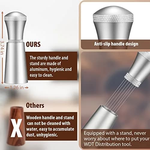 MEION WDT Espresso Distribution Tool 7 Needles Silver | Even Coffee Grind Distribution for Baristas thumbnail 4