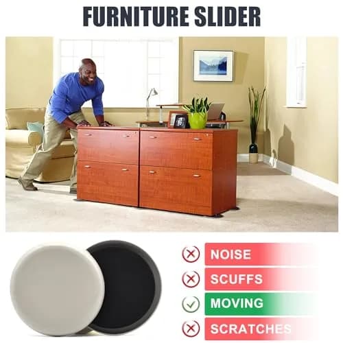 CADONO Furniture Sliders 3 1/2'' Round 8 Pcs | Heavy Duty Reusable Floor Protectors thumbnail 5