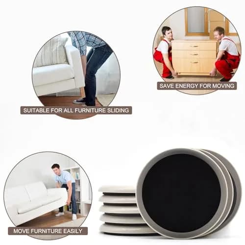 CADONO Furniture Sliders 3 1/2'' Round 8 Pcs | Heavy Duty Reusable Floor Protectors thumbnail 6