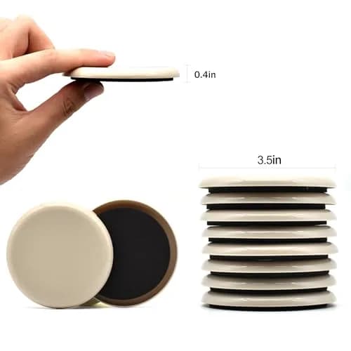 CADONO Furniture Sliders 3 1/2'' Round 8 Pcs | Heavy Duty Reusable Floor Protectors thumbnail 2