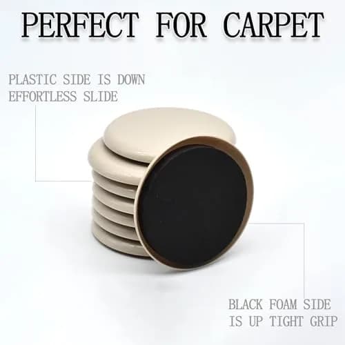CADONO Furniture Sliders 3 1/2'' Round 8 Pcs | Heavy Duty Reusable Floor Protectors thumbnail 3