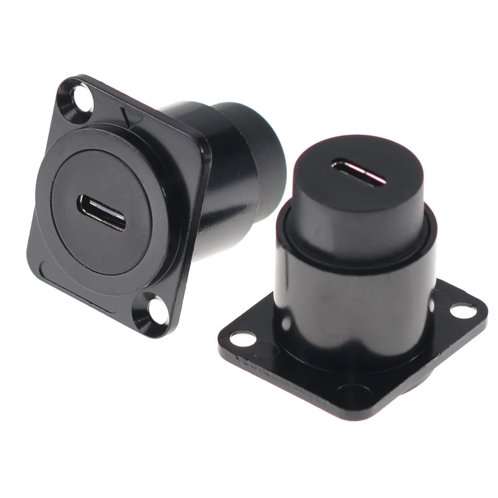 HangTon Waterproof USB-C Panel Mount Socket Coupler 2-Pack | 10Gbps Data Transfer — Black D-type
