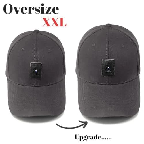 FASHIXD Big Head Hats for Men Oversize XXL Baseball Cap in Grey | Adjustable Cotton Sun Hat for Large Heads thumbnail 2