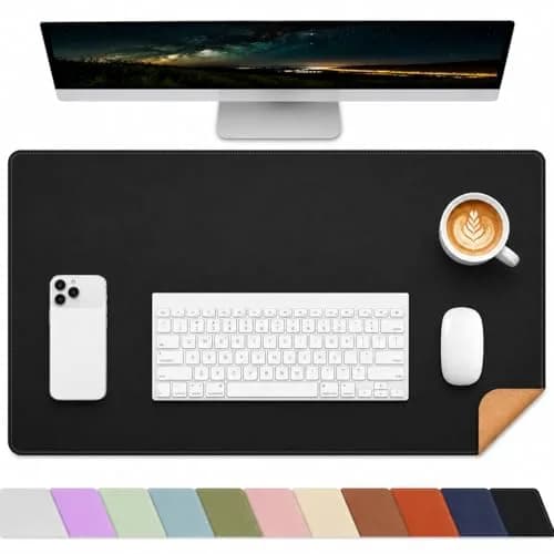 AFIING Cork Desk Mat Black 60cm x 35cm (23.6" x 13.7") | Dual-Sided Waterproof PU Leather & Cork thumbnail 1