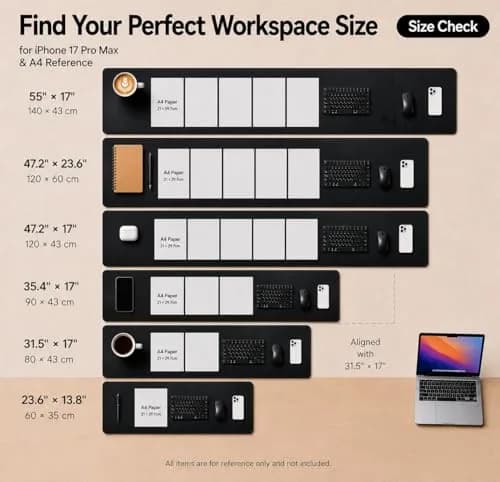 AFIING Cork Desk Mat Black 60cm x 35cm (23.6" x 13.7") | Dual-Sided Waterproof PU Leather & Cork thumbnail 6