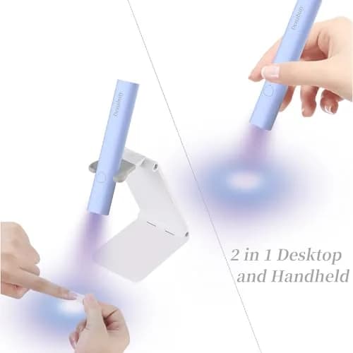 Denabuty Mini UV LED Nail Lamp Handheld with Stand, 11.3cm (4.4in) Blue | Fast Gel Curing for Manicures thumbnail 3
