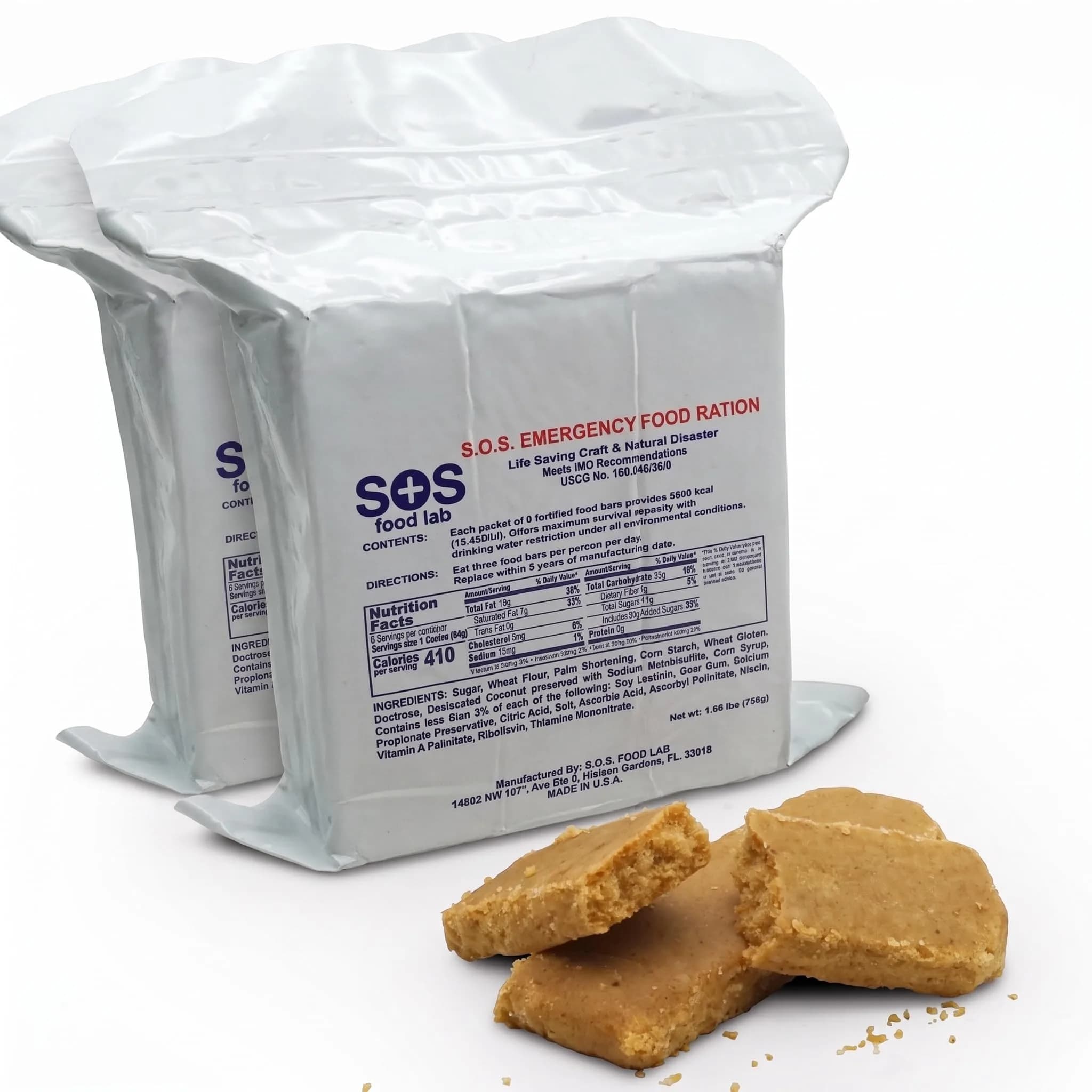 SOS Emergency Food Rations 3600 Cal | 3-Day Pack, 5-Year Shelf Life, 2 Pack