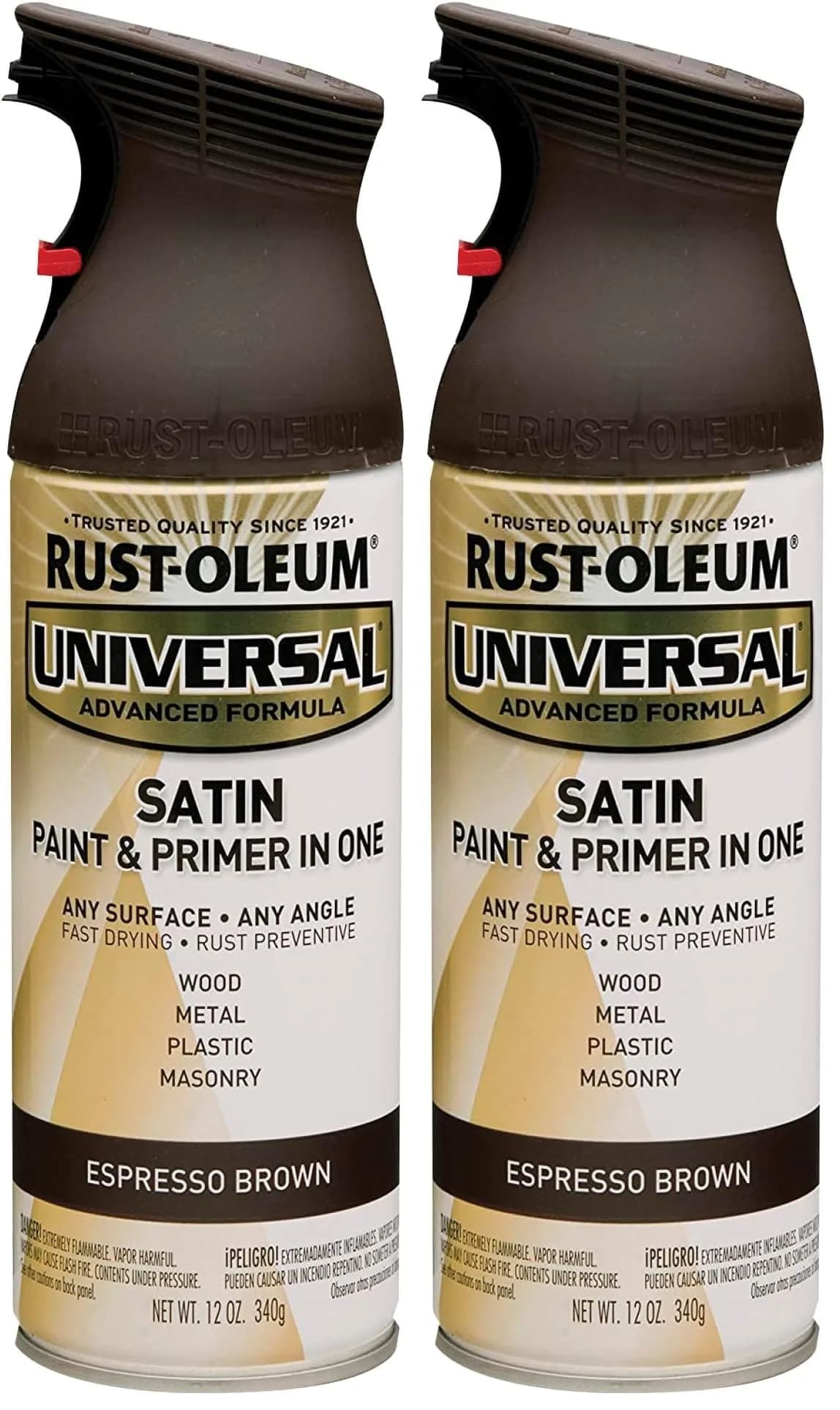Rust-Oleum Espresso Brown Satin All Surface Topcoat Spray Paint - 12 oz (Pack of 2) - main product image
