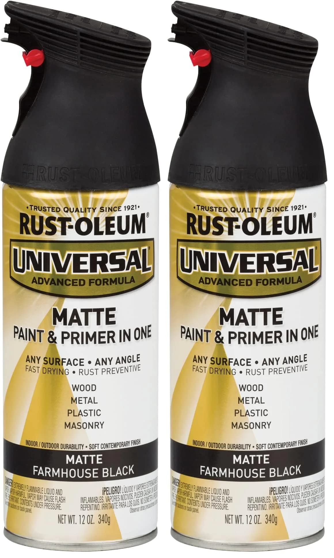 Rust-Oleum Universal Farmhouse Black Matte All Surface Spray Paint, 12 oz (Pack of 2) - main product image