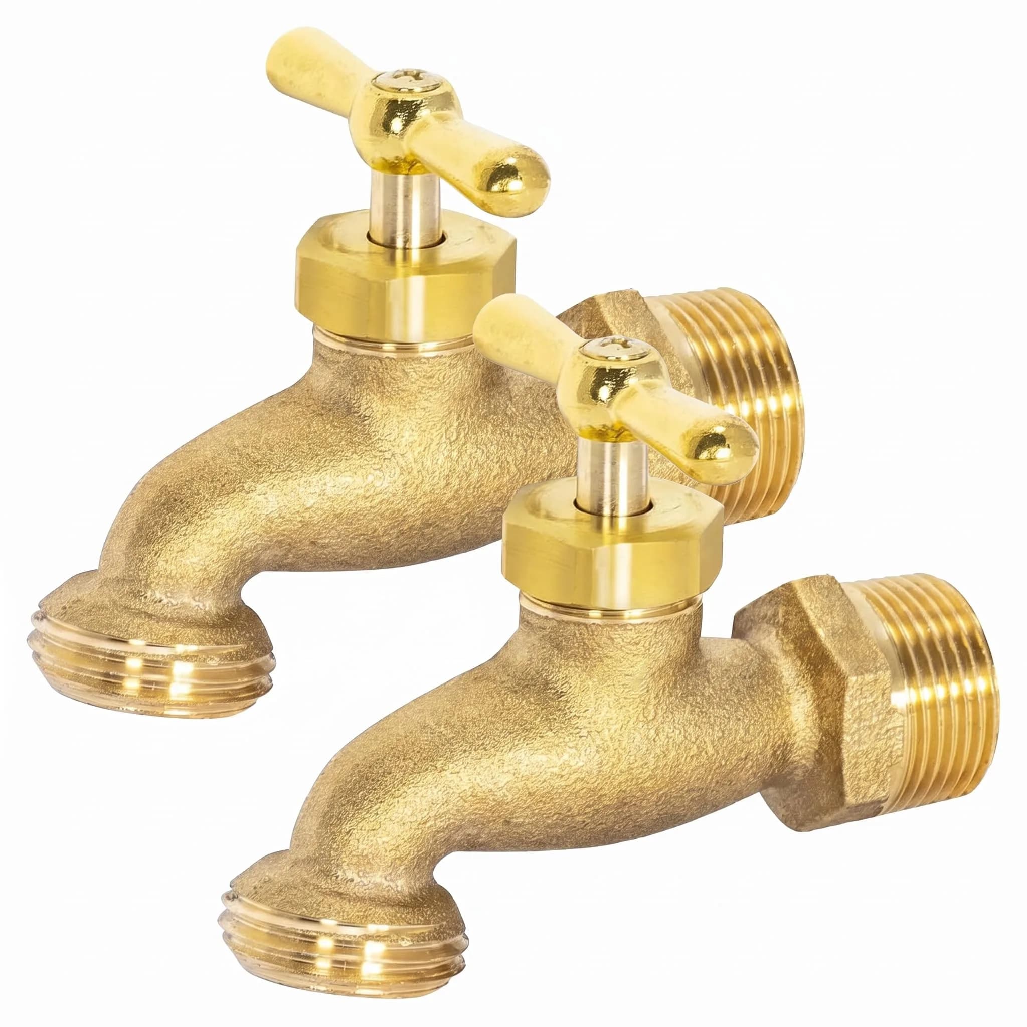 Eastman Irrigation Hose Bibb 1/2 Inch MIP x 1/2 Inch MHT Brass Garden Valve Pack of 2 | Heavy-Duty Outdoor Spigot — Brass
