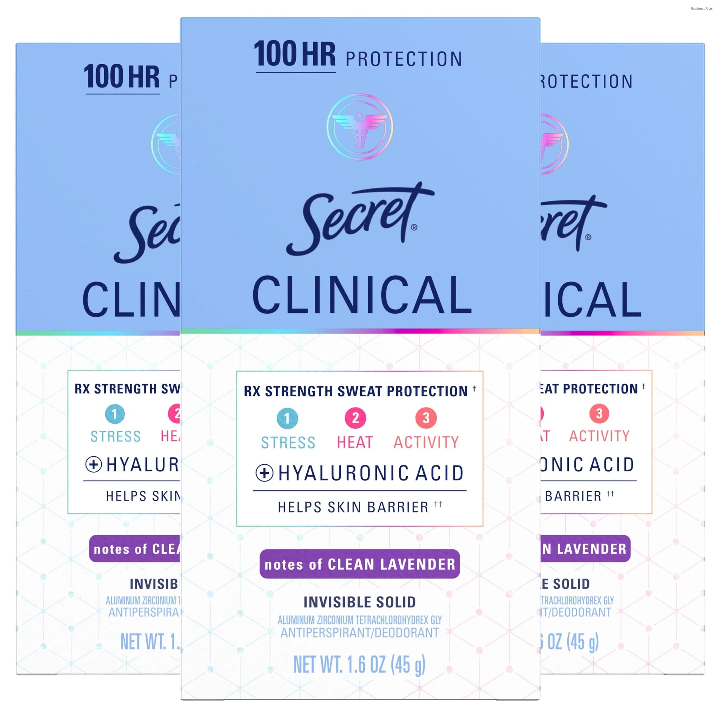 Secret Clinical Strength Antiperspirant Deodorant for Women, Invisible Solid, Clean Lavender Scent, 1.6 oz (Pack of 3) | 72hr Sweat & Odor Protection - main product image