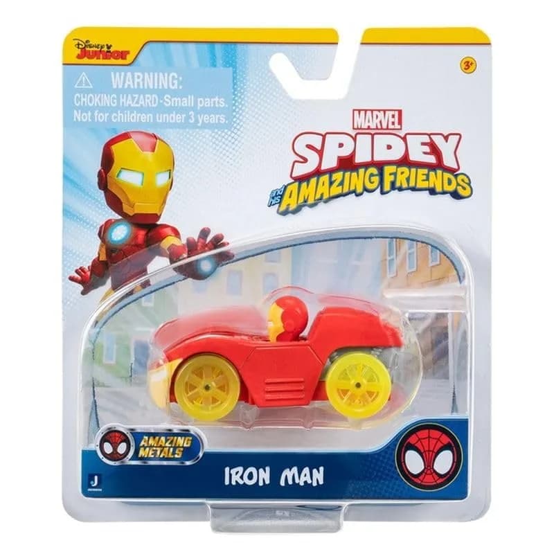 Spidey and his Amazing Friends Amazing Metals Race Car 1:64 Scale (Iron Tony Stark Man) | Jazwares Plastic Toy Car - main product image