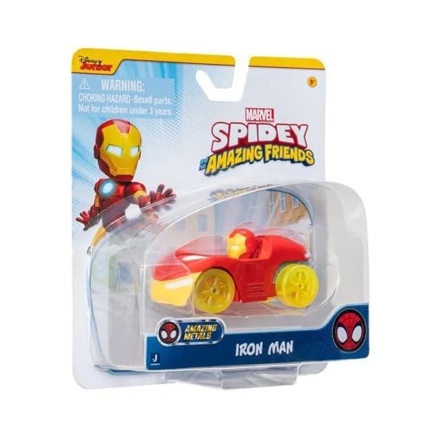Spidey and his Amazing Friends Amazing Metals Race Car 1:64 Scale (Iron Tony Stark Man) | Jazwares Plastic Toy Car thumbnail 2
