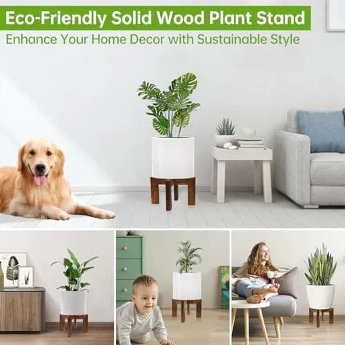 hismocal Wood Plant Stand Indoor/Outdoor for Plants, Large Size Planter Stand Holder, Sturdy and Stable Flower Pot Stand, Fits Most Size Flower Pots in Room thumbnail 2