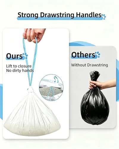 KropBom 120 Count Drawstring Cat Litter Bags 22.7 kg (50 lb) | Custom-Fit Leak-Proof Liners for Automatic Litter Boxes thumbnail 5