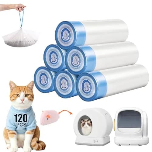 KropBom 120 Count Drawstring Cat Litter Bags 22.7 kg (50 lb) | Custom-Fit Leak-Proof Liners for Automatic Litter Boxes thumbnail 1