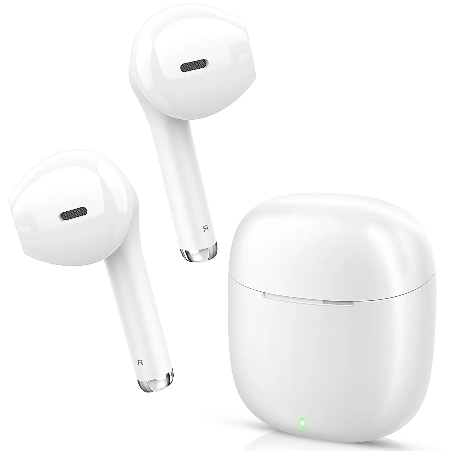 yobola T9 True Wireless Earbuds Bluetooth 5.0 Headphones with Charging Case, Deep Bass, IPX5 Waterproof, White (40g) — White
