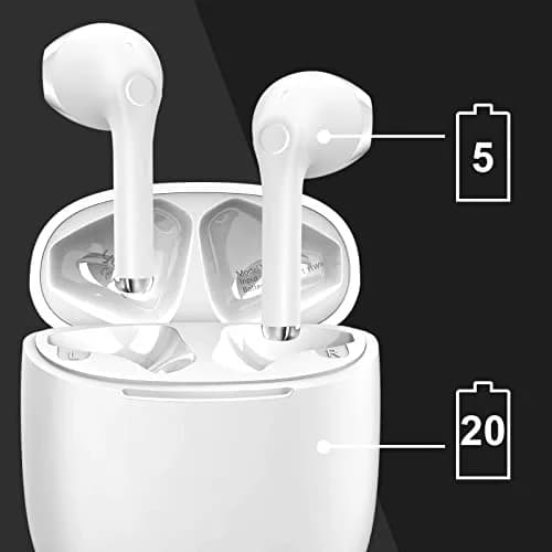 yobola T9 True Wireless Earbuds Bluetooth 5.0 Headphones with Charging Case, Deep Bass, IPX5 Waterproof, White (40g) thumbnail 5