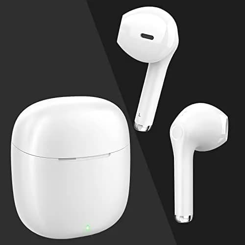 yobola T9 True Wireless Earbuds Bluetooth 5.0 Headphones with Charging Case, Deep Bass, IPX5 Waterproof, White (40g) thumbnail 2