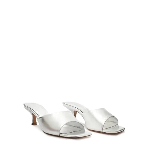SCHUTZ Dethalia Prata Women's Heeled Sandal 10.5 US | Leather, 2.5-inch Stiletto Heel thumbnail 1
