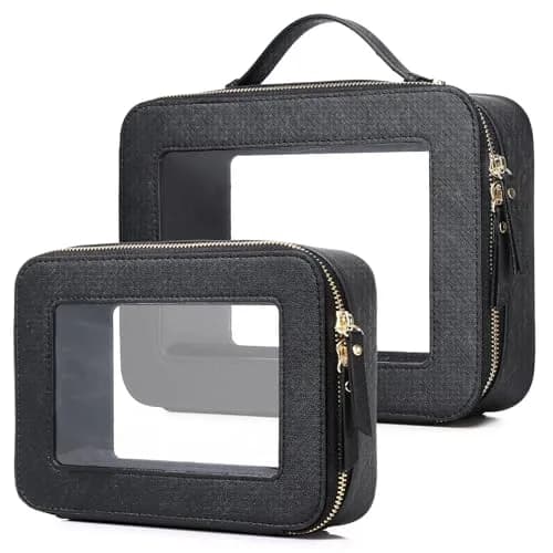 Pinkmik Clear Makeup Bag Set, M+L (2-Piece) | TSA Approved Waterproof Travel Cosmetic Case thumbnail 1