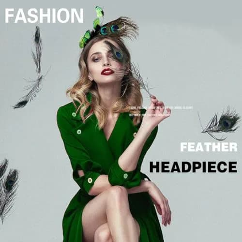 Coridy Boho Green Butterfly Peacock Feather Headpiece | 1920s Gatsby Flapper Headband for Women thumbnail 5
