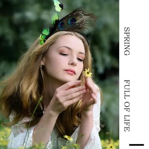 Coridy Boho Green Butterfly Peacock Feather Headpiece | 1920s Gatsby Flapper Headband for Women thumbnail 3