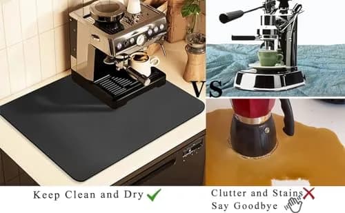 JuSiyley Coffee Mat for Countertops 48cm x 30cm (19"x12") | Absorbent Hide Stain Rubber Mat for Kitchen Counter thumbnail 5