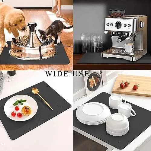 JuSiyley Coffee Mat for Countertops 48cm x 30cm (19"x12") | Absorbent Hide Stain Rubber Mat for Kitchen Counter thumbnail 2