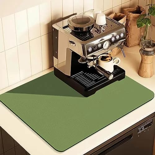 JuSiyley Coffee Mat for Countertops, Green 31cm (12") x 48cm (19") | Absorbent & Stain-Resistant Kitchen Counter Mat thumbnail 1