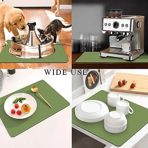 JuSiyley Coffee Mat for Countertops, Green 31cm (12") x 48cm (19") | Absorbent & Stain-Resistant Kitchen Counter Mat thumbnail 2