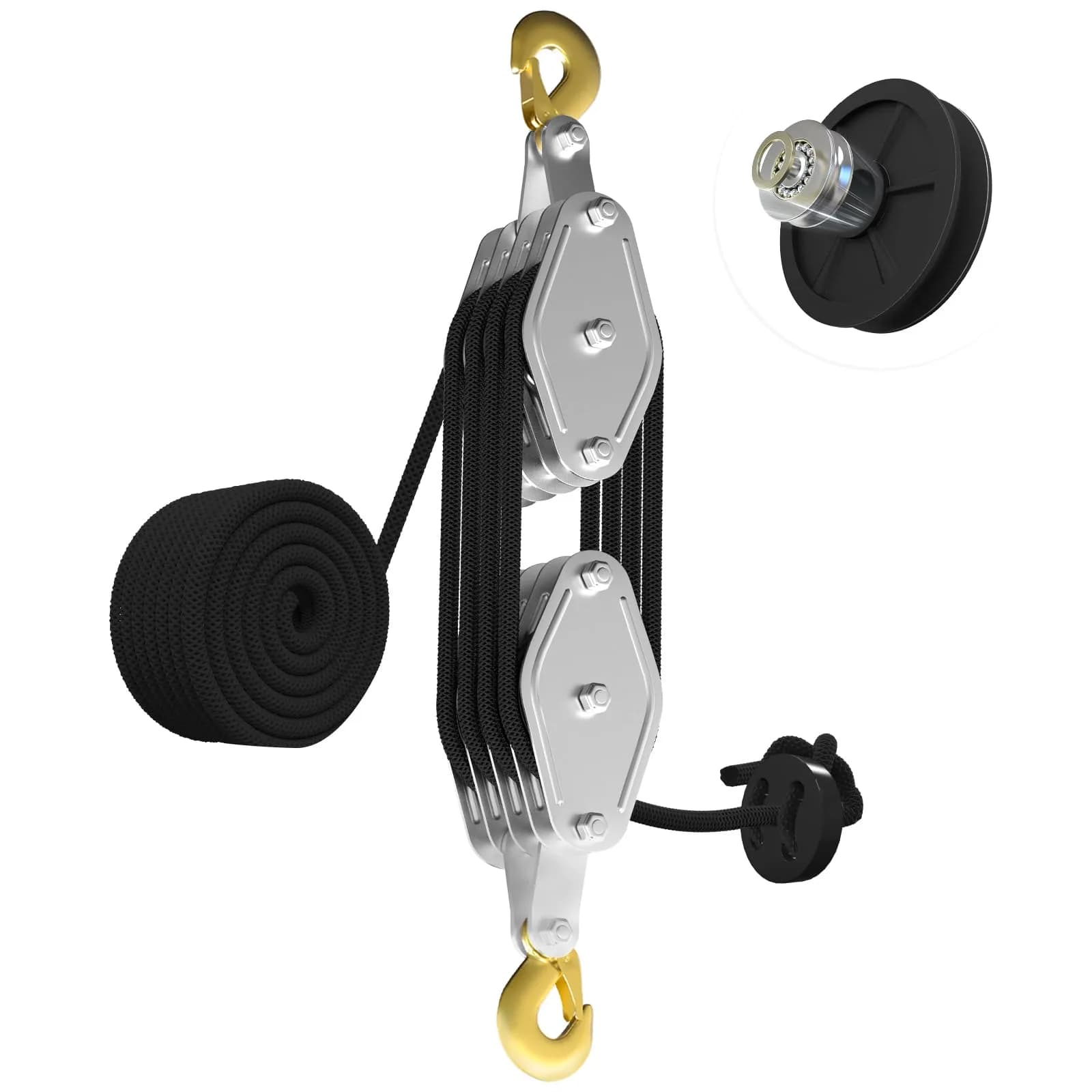 YATOINTO Rope Hoist Pulley System 4400LB 65ft | Heavy Duty Lifting Block with 8:1 Ratio