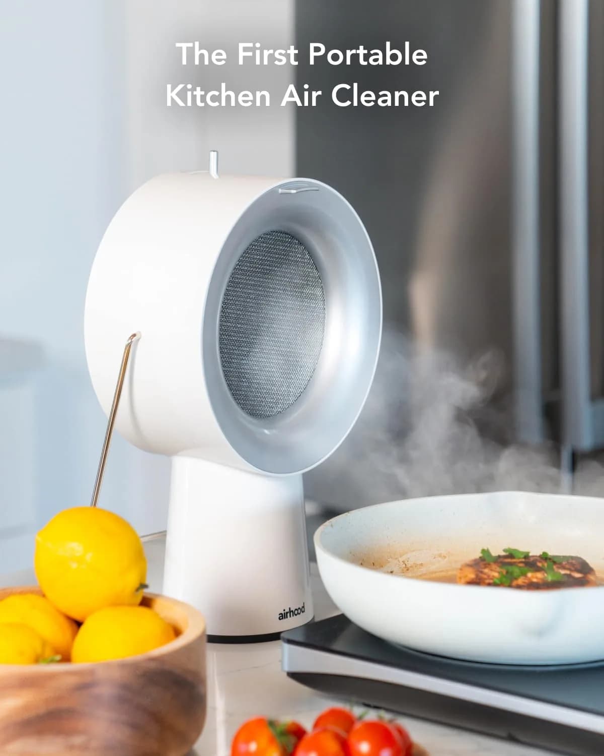airhood Cadmium Orange Portable Kitchen Exhaust Fan, Ductless Air Purifier with 2 Activated Charcoal Filters & Stainless-steel Oil Filter | Easy to Clean - Ivory White - view 2