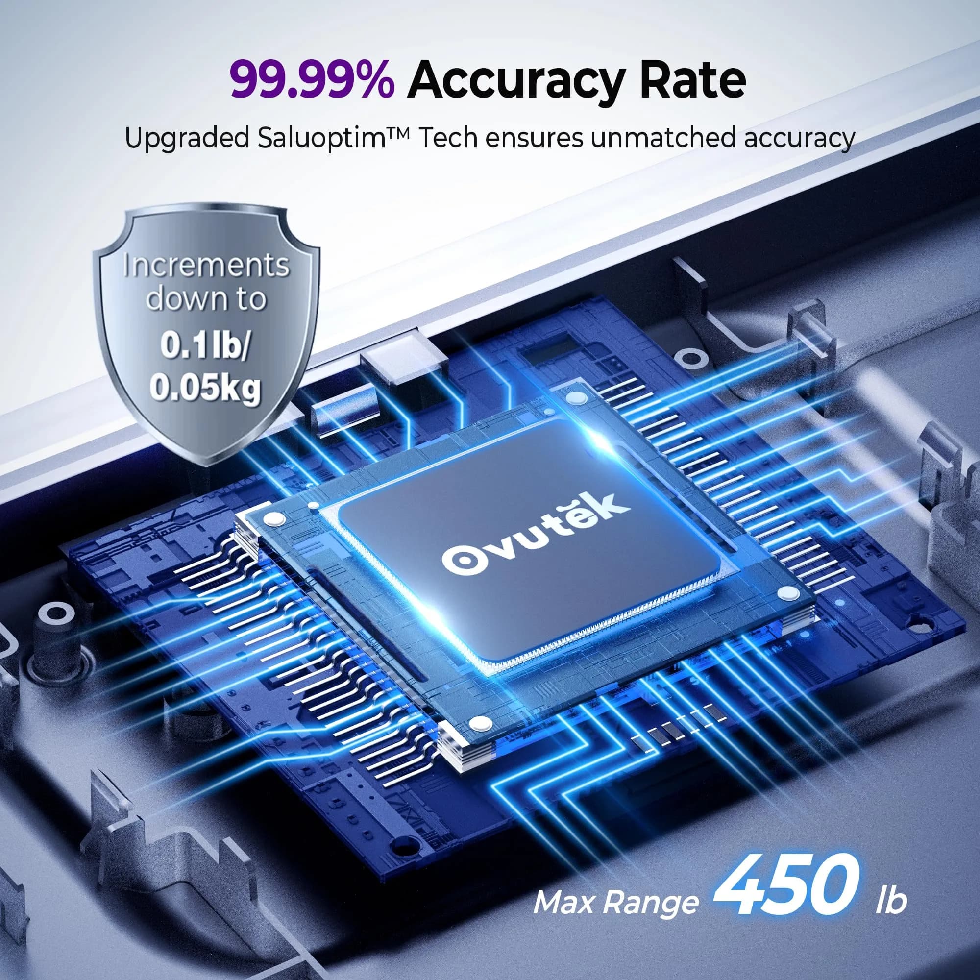 Ovutek Digital Body Weight Scale 450lb (205kg) | Accurate to 0.05lb with LED Display - view 2