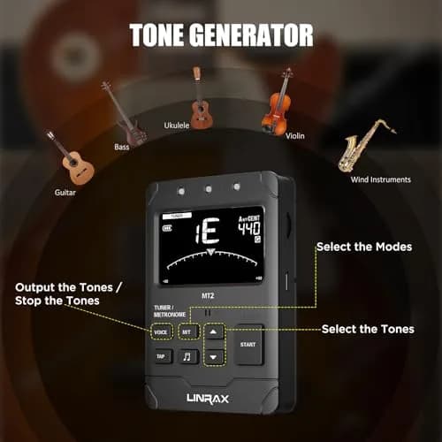 Linrax MT2 Rechargeable Metronome Tuner 3-in-1 | Chromatic Tuner for All Instruments thumbnail 5