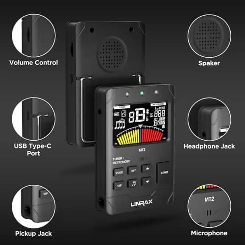 Linrax MT2 Rechargeable Metronome Tuner 3-in-1 | Chromatic Tuner for All Instruments thumbnail 6
