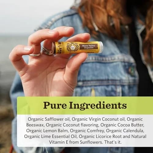 Moon Valley Organics Beeswax Lip Balm, Tropical Coconut Lime, 4-Pack | Hydrating, Organic & Cruelty-Free thumbnail 3
